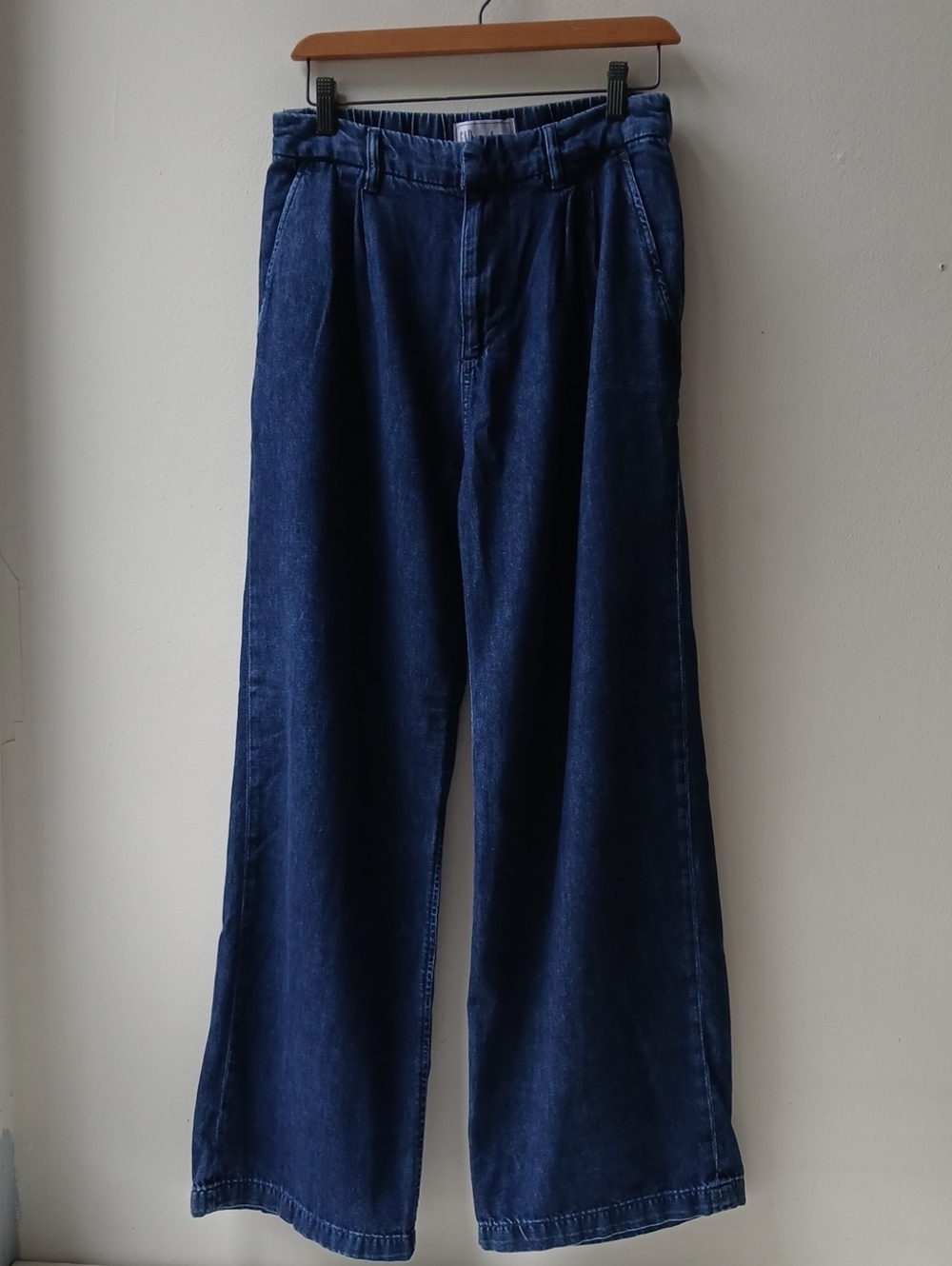 Gap 365 Trouser Pleated Wide Leg Denim Dark Indigo Women's 6